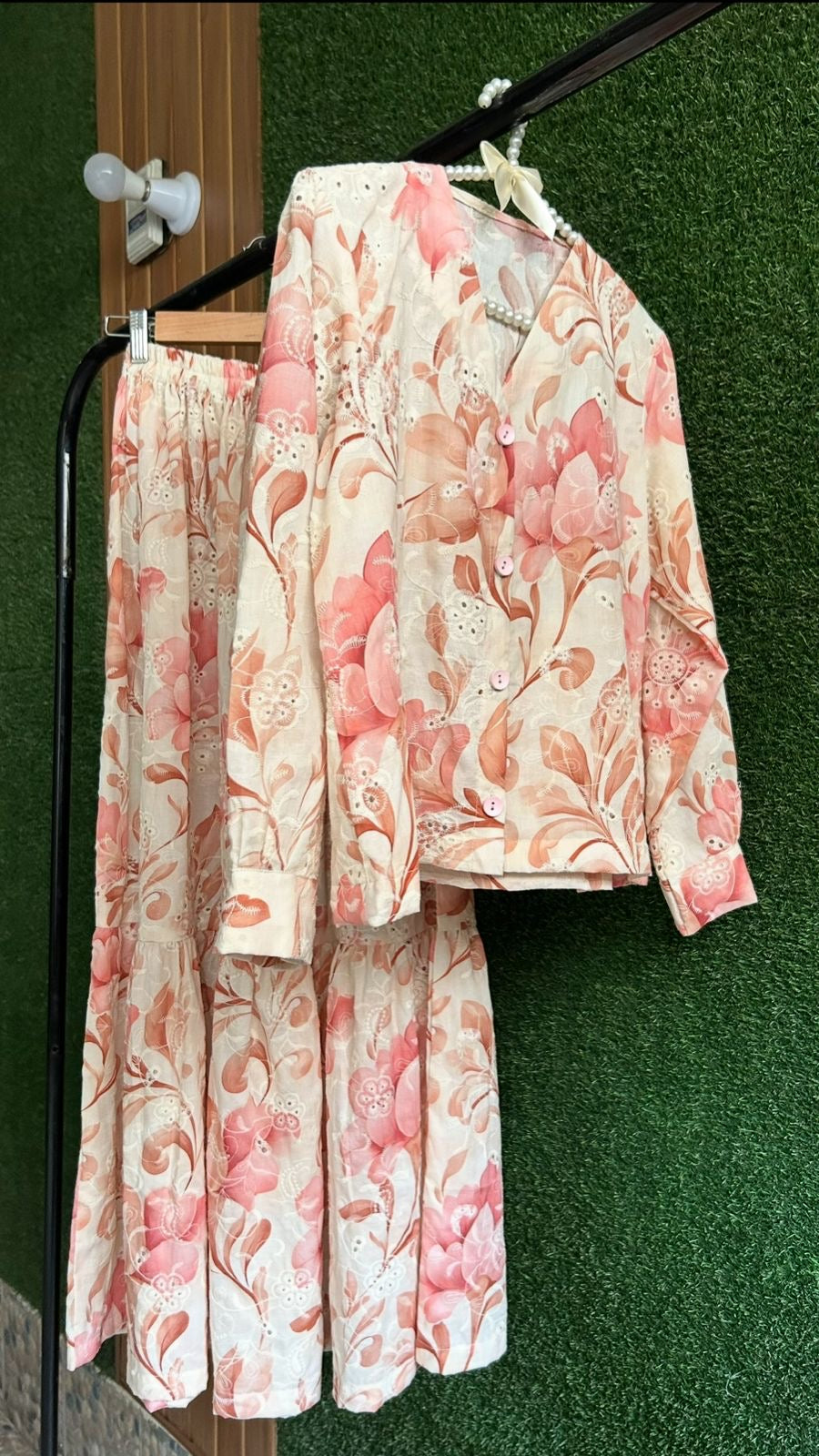 Nooré Luxe Embroidered Chikankari Skirt Set