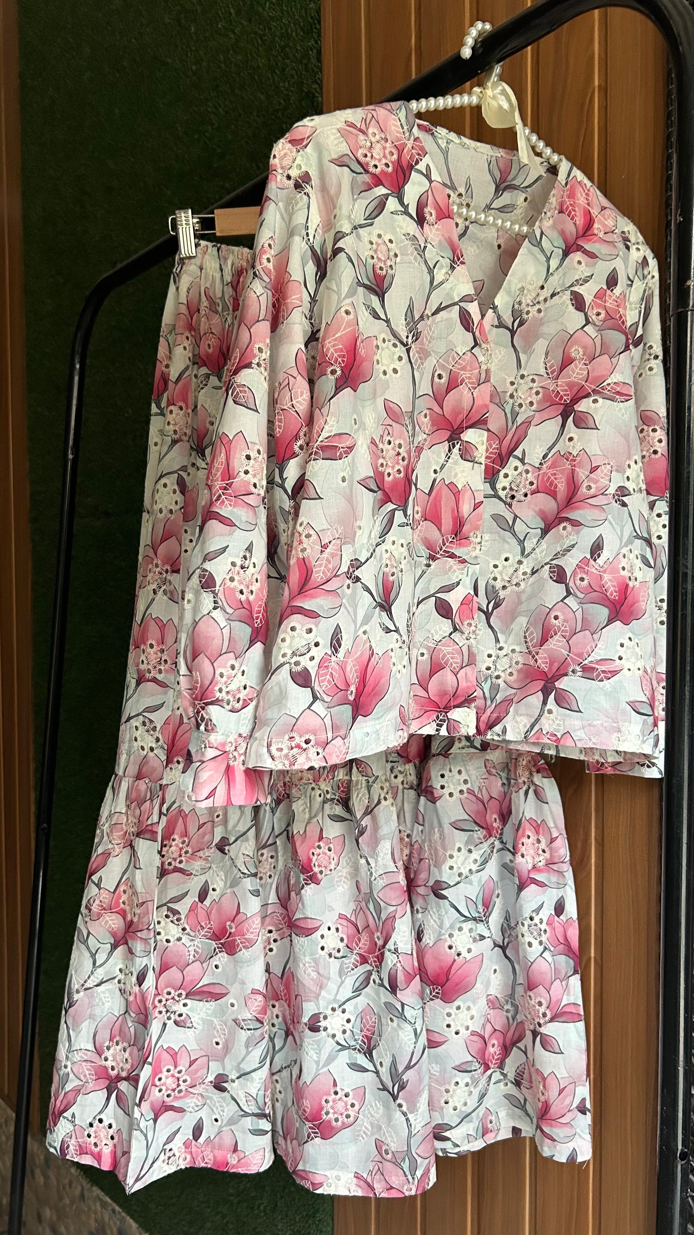Nooré Luxe Embroidered Chikankari Skirt Set