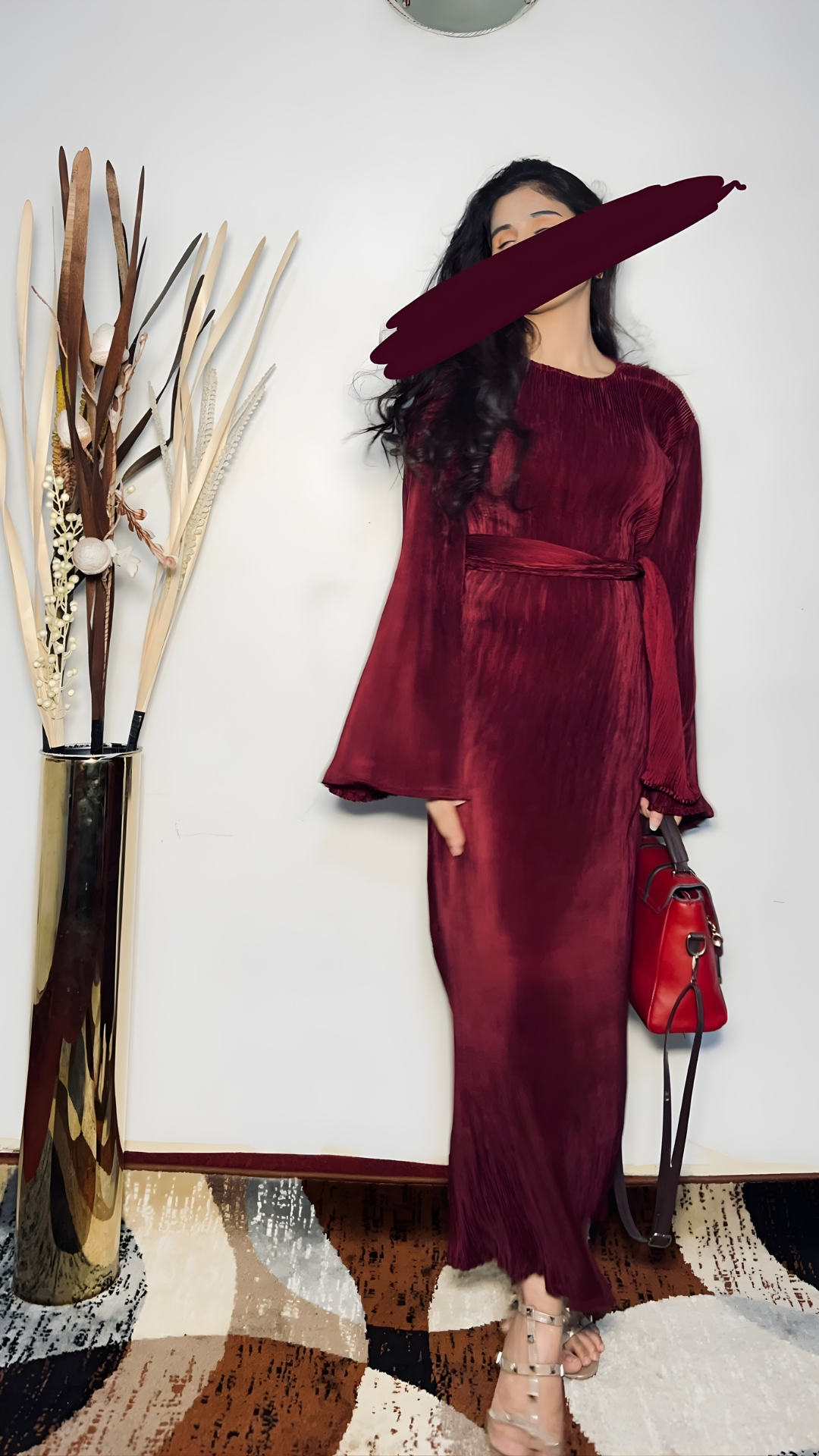 Noir Elegance Pleated Bodycon Dress