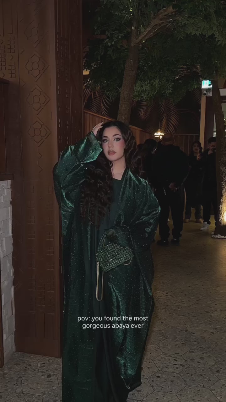 Rhinestone Luxe Silk Abaya